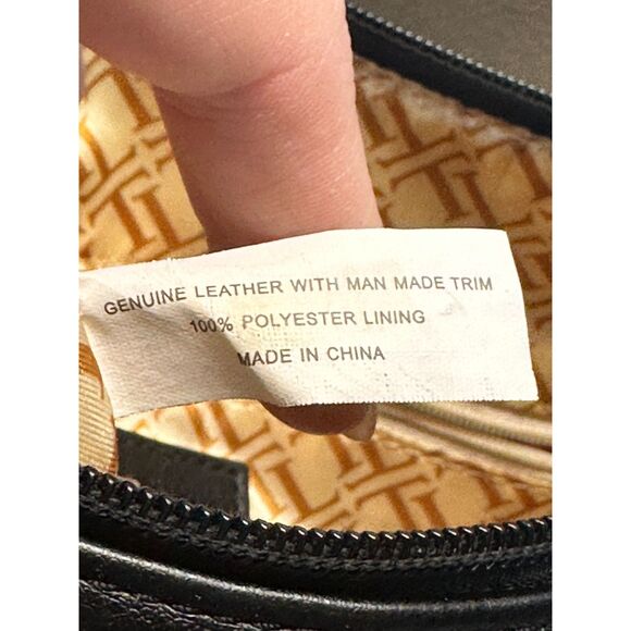 Tignanello Women's Black Genuine Leather Adjustable Strap Zipper Crossbody Bag - Picture 7 of 11